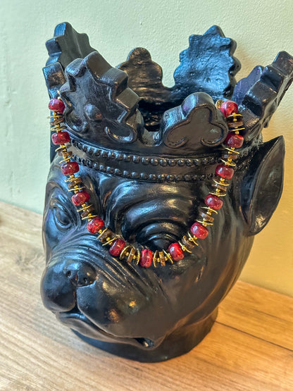 Ketting grote kralen bordeaux