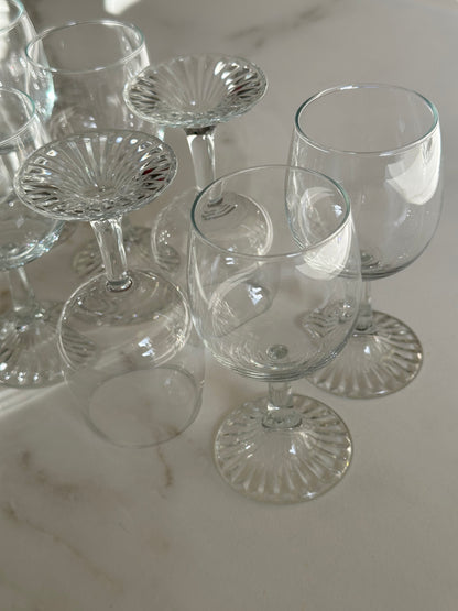 Vintage Wijnglazen met Waaier Voet – Set van 8