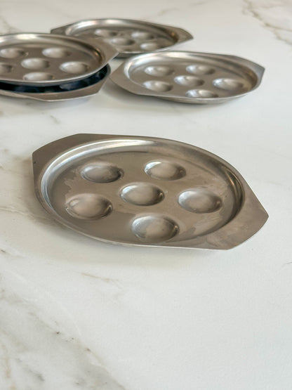 Vintage escargot schaaltje RVS – Frans tapas schaaltje met 6 vakjes - Ruby Conceptstore 