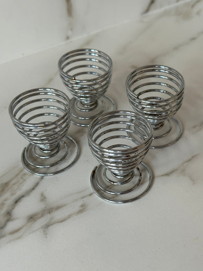 Vintage metalen eierdopjes – spiraal design – set van 4 - Ruby Conceptstore 