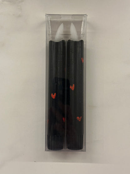 Korte LED kaarsen zwart hartjes - RUBY Conceptstore 