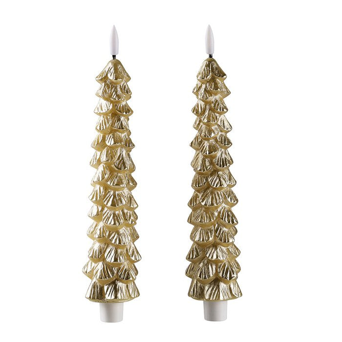 LED Kaarsen: LED X-Mas Tree gold set van 2