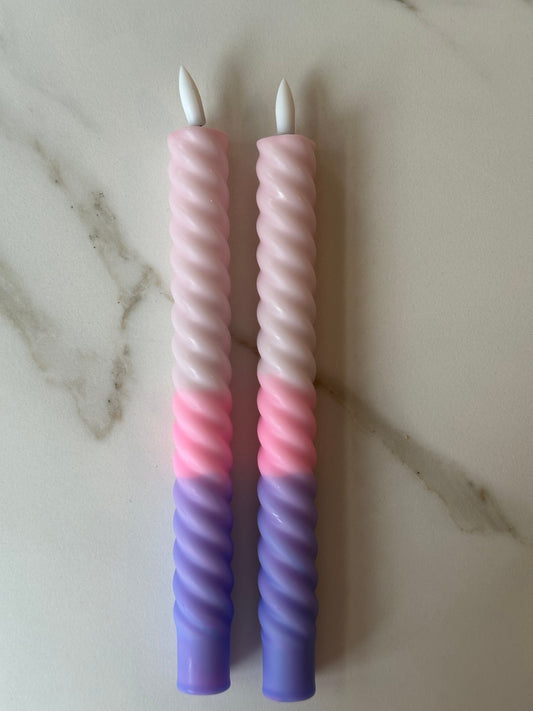 LED Kaarsen swirl paars roze (set van 2)