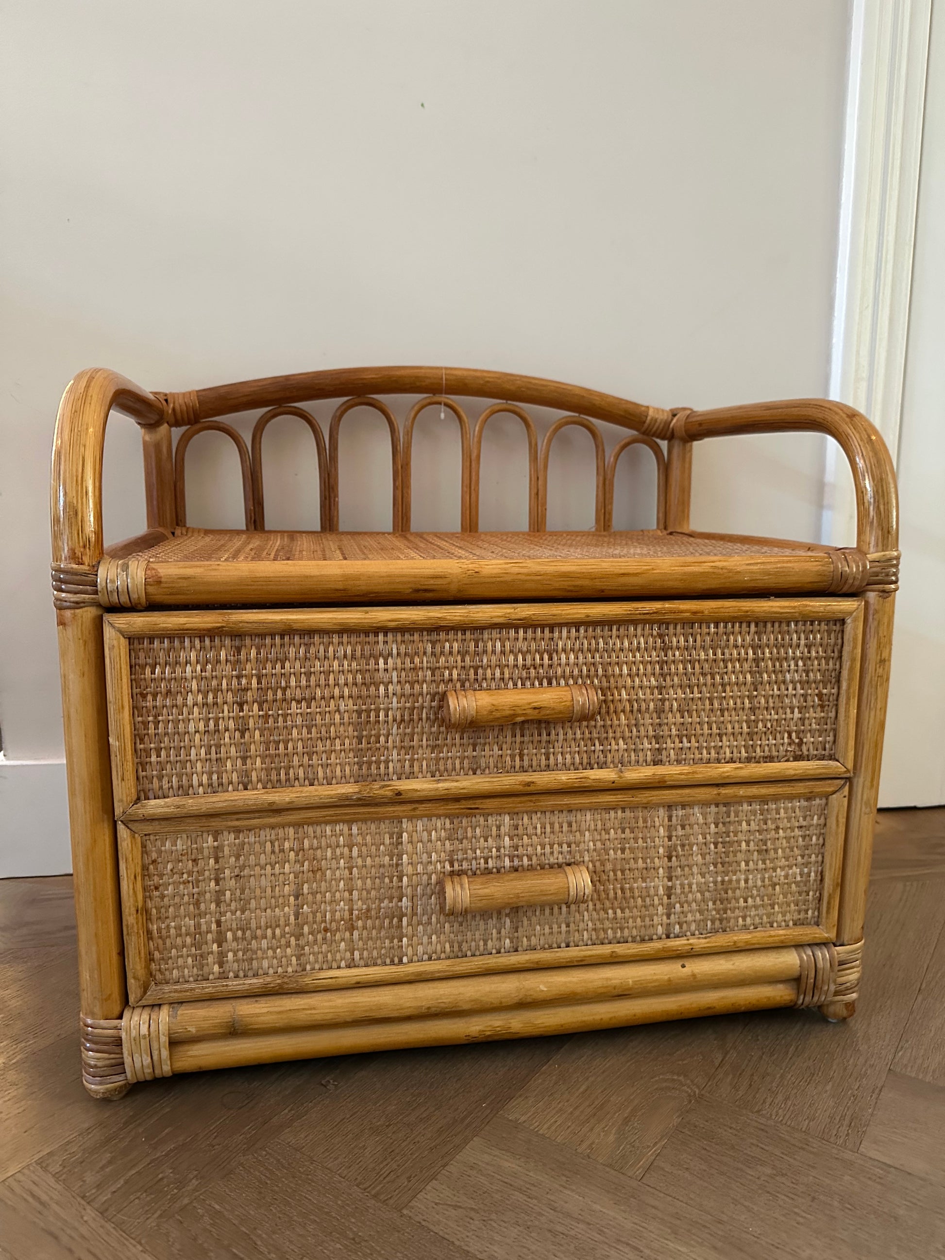 Vintage rotan ladekastje met 2 laden – bohemian chic | Club Suzette - Ruby Conceptstore 
