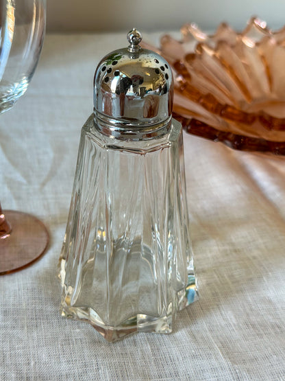 Vintage Glazen Suikerstrooier met Verzilverd Dopje – Art Deco Stijl - Ruby Conceptstore 