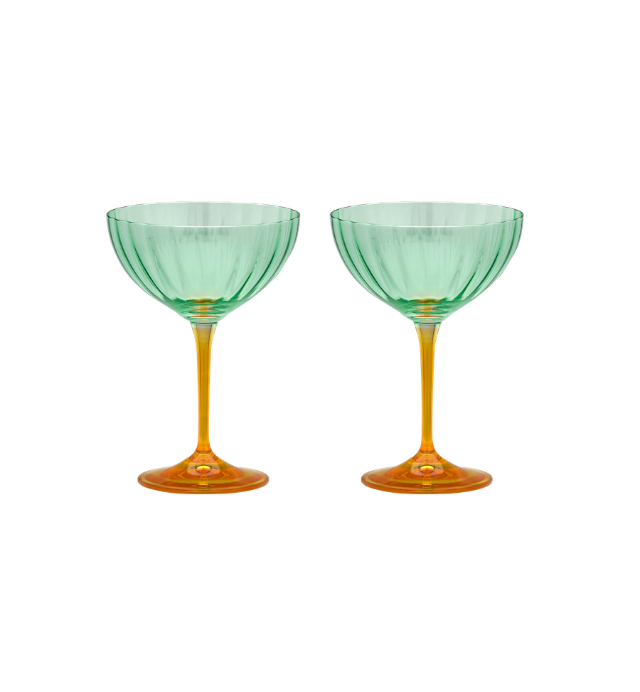 Anna + Nina - Jazzy Arancia Optic Champagne Glass Set of 2 - Ruby Conceptstore 