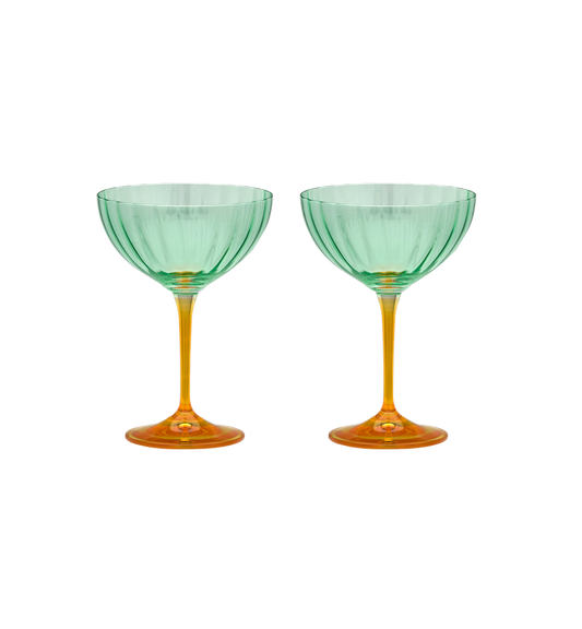 Anna + Nina - Jazzy Arancia Optic Champagne Glass Set of 2