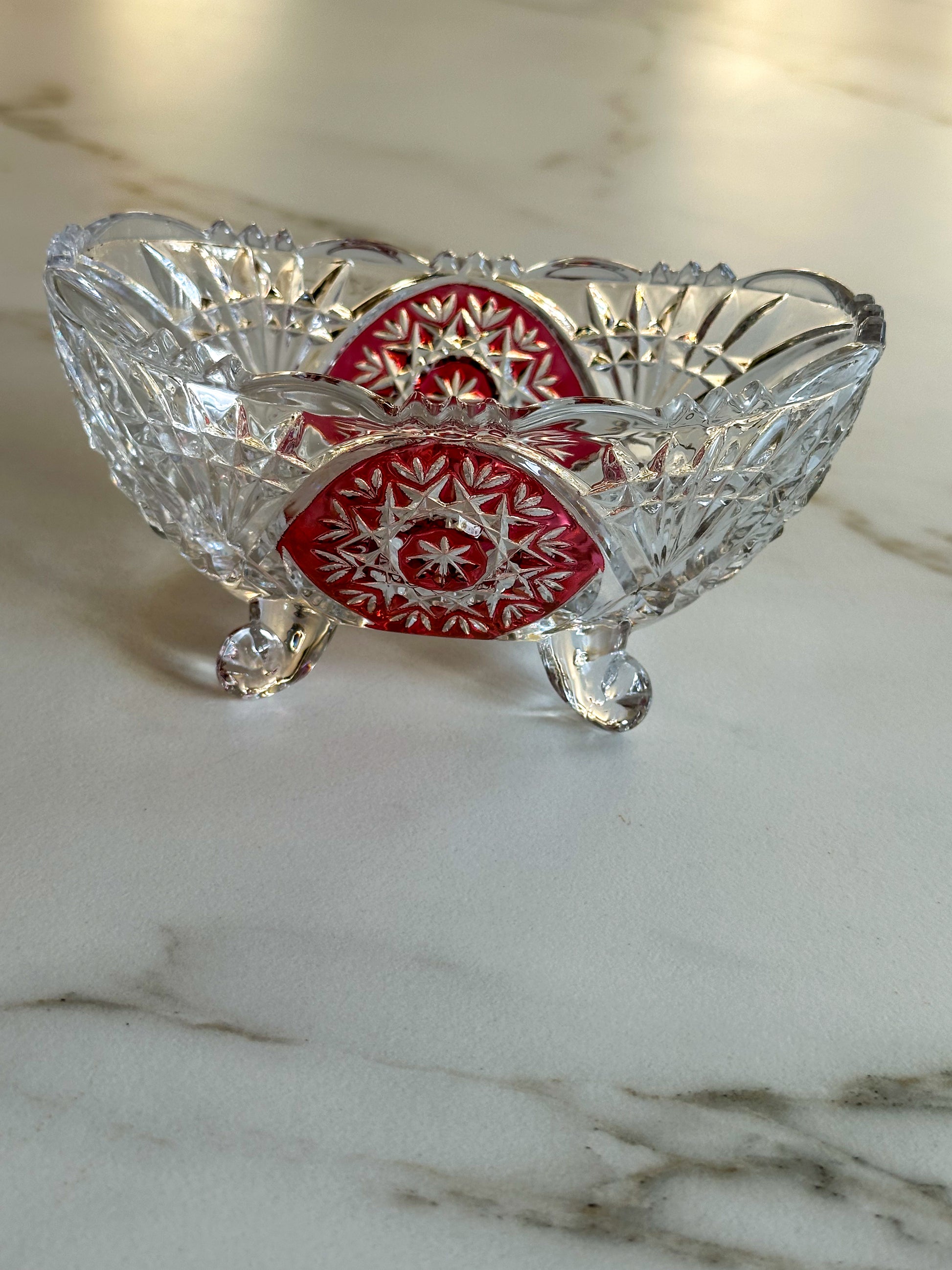 Vintage Kristallen schaaltje op Pootjes – Anna Hütte Stijl – Ruby Geslepen Glas - Ruby Conceptstore 