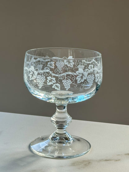 Set van 3 vintage cocktailglazen met druivenprint – Franse bistro stijl - Ruby Conceptstore 