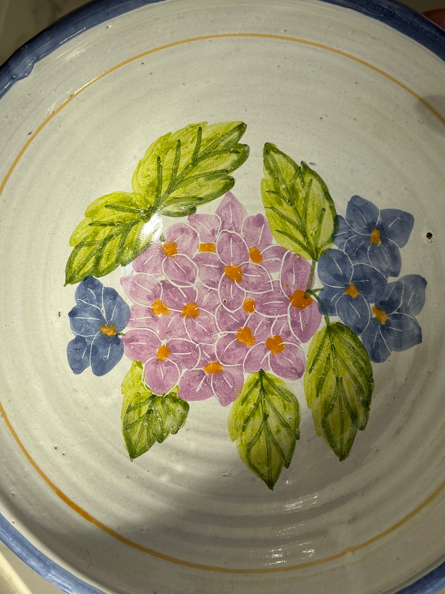 Vintage handbeschilderde schaal Portugal – keramiek schaal met bloemen - Ruby Conceptstore 