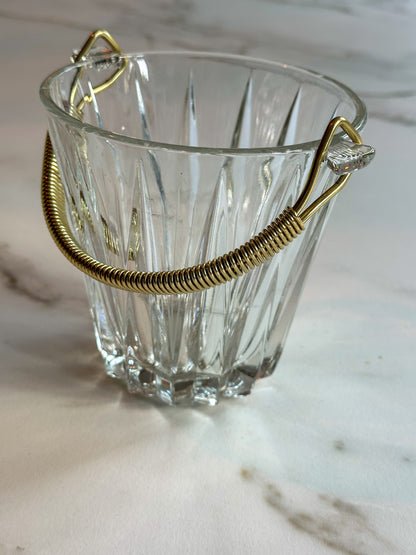 Vintage Glazen IJsemmer met Goudkleurig Hengsel