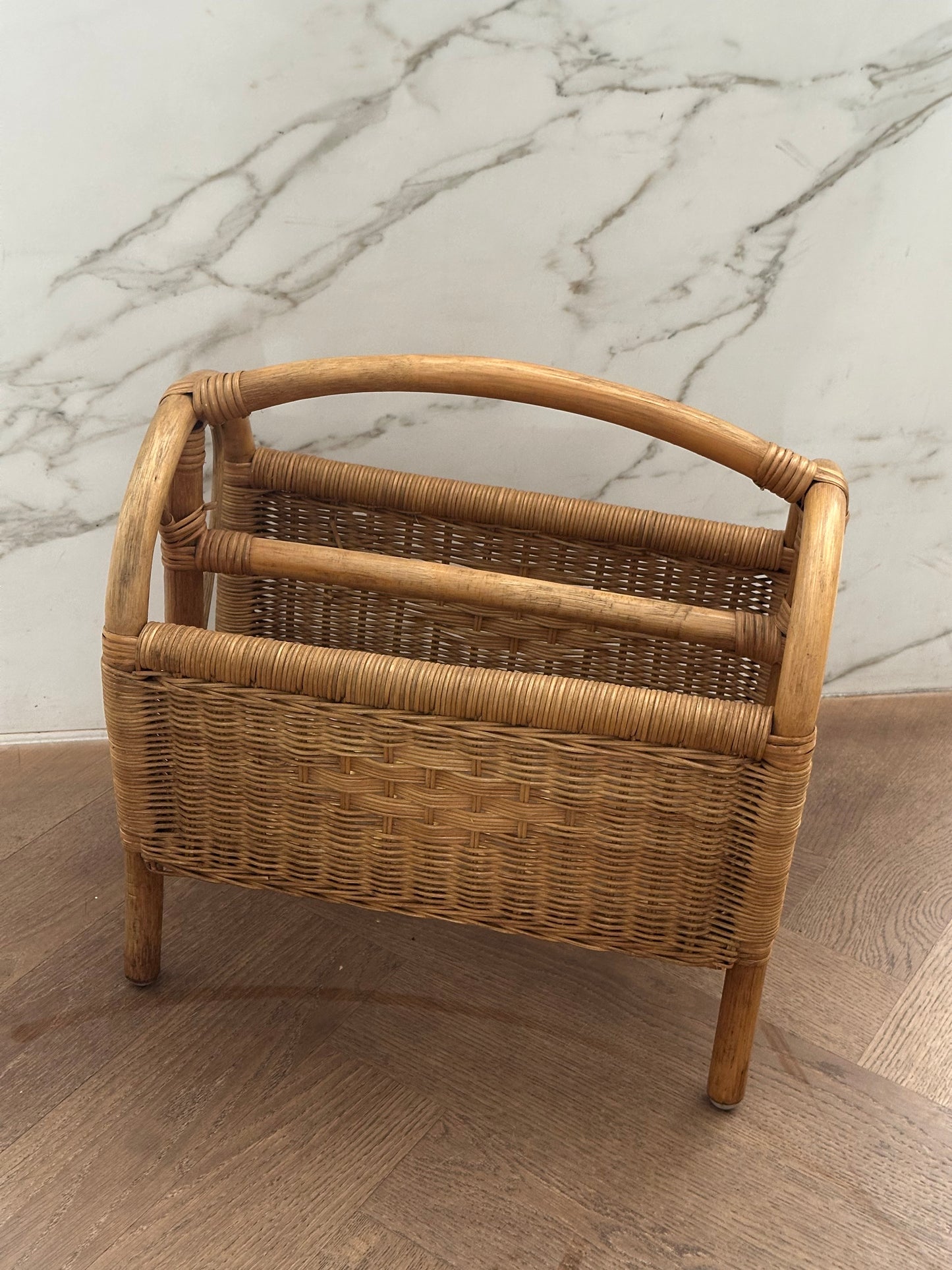 Vintage Rotan Tijdschriftenrek / Lectuurbak