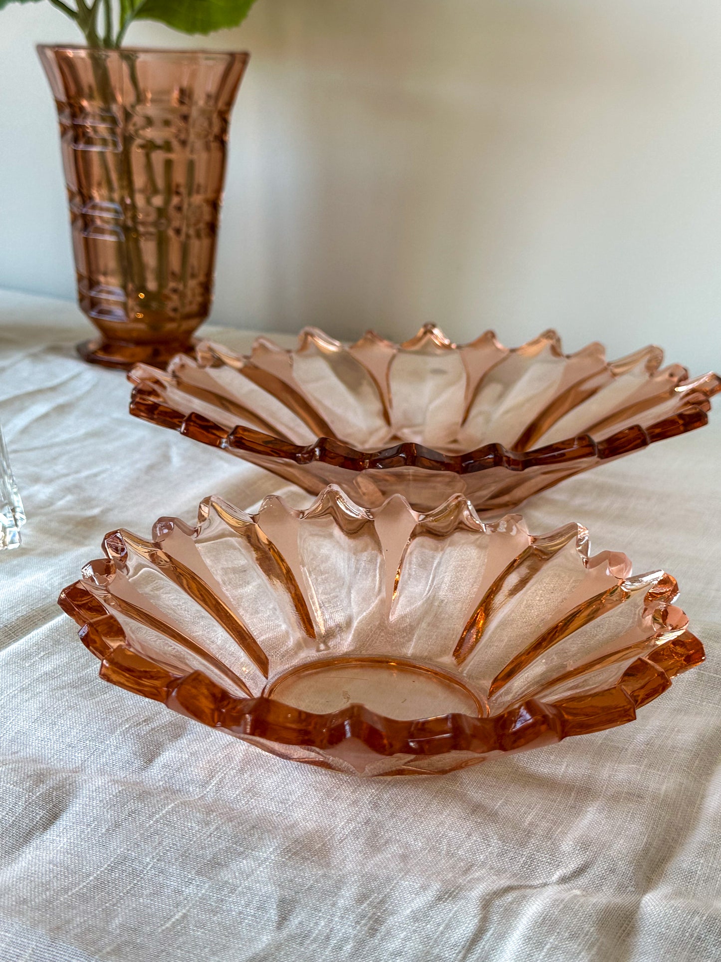 Vintage schalen set Rosaline glas - Ruby Conceptstore 