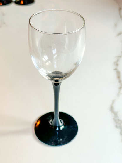 Vintage Wijnglazen met Zwarte Voet – Set van 6