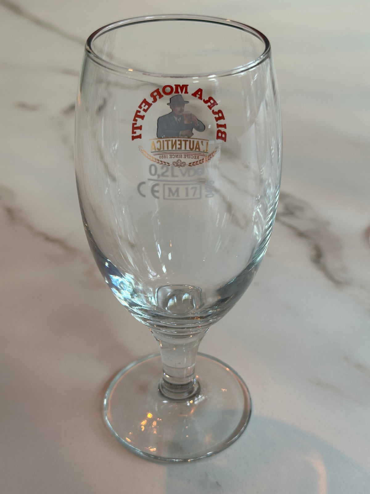 Vintage Birra Moretti Bierglazen op Voet – Set van 4