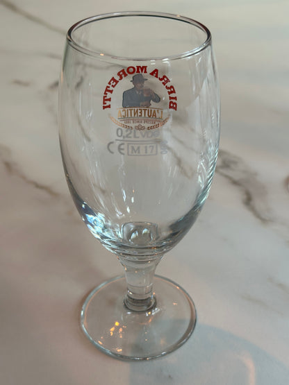 Vintage Birra Moretti Bierglazen op Voet – Set van 4
