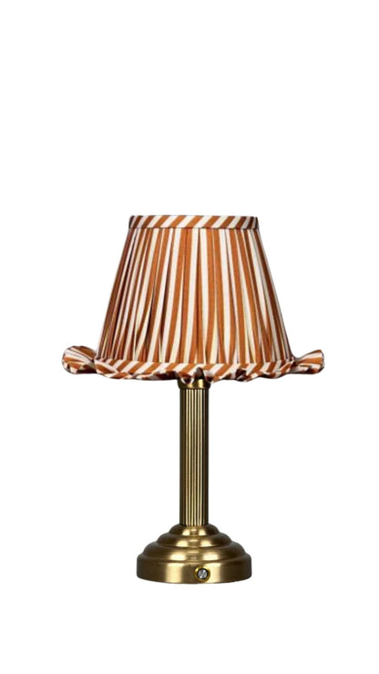Montparnasse – Luxe draadloze tafellamp met gestreepte kap en ronde voet