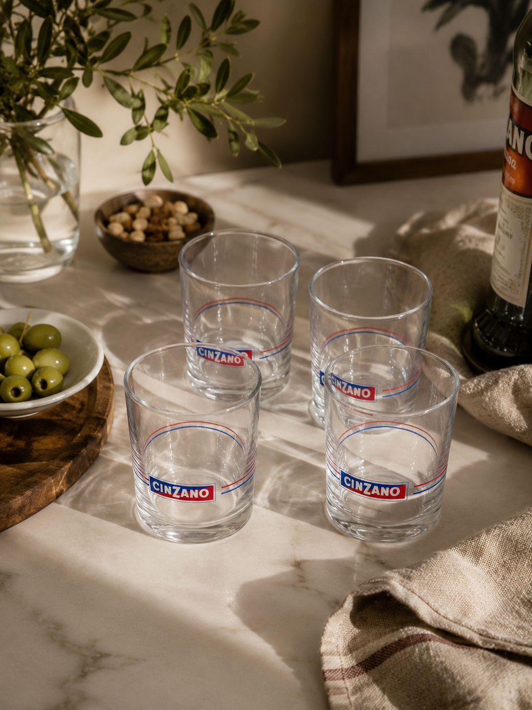 Vintage Cinzano Tumblers – Set van 4 Italiaanse Cocktailglazen Jaren 70 - Ruby Conceptstore 