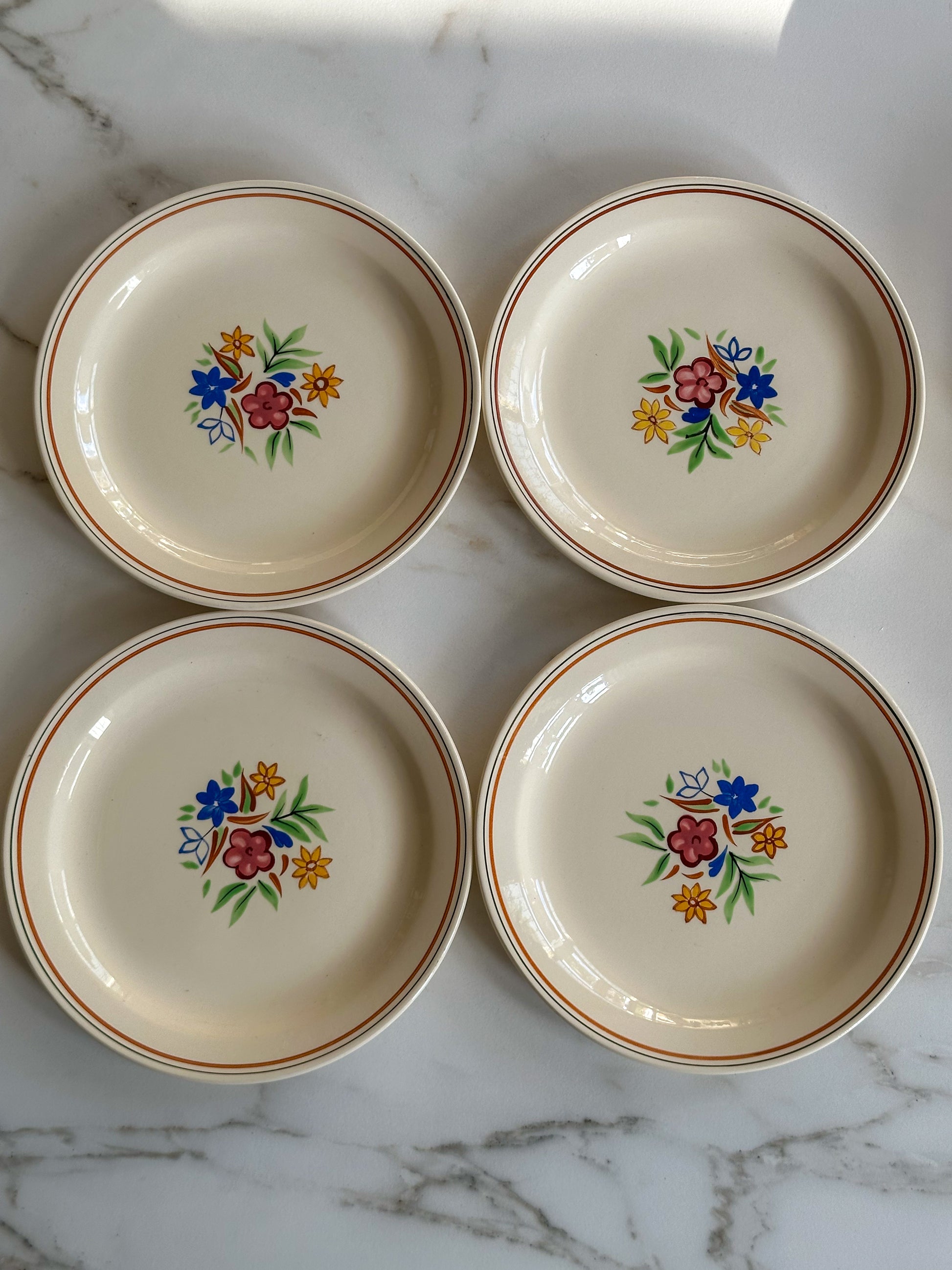 Vintage Franse borden Saint-Amand stijl - set van 4 - Ruby Conceptstore 