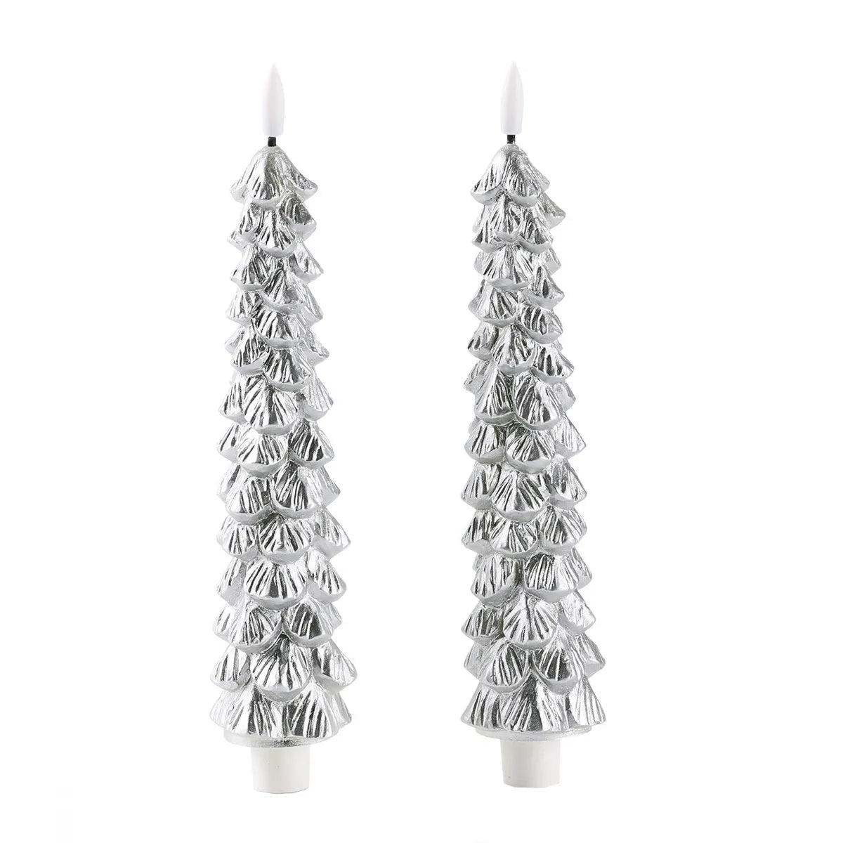 LED Kaarsen: LED X-Mas Tree silver set van 2