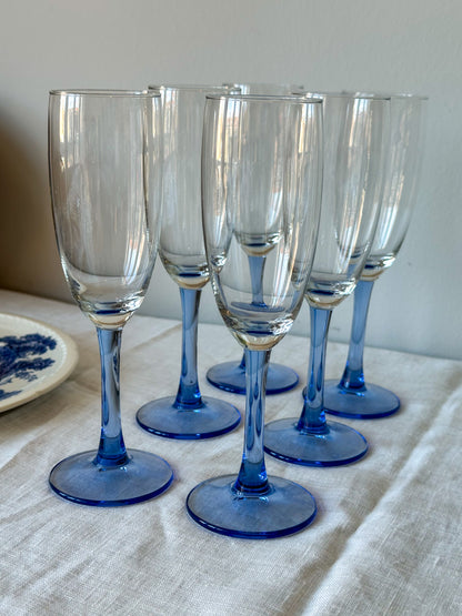 Vintage champagne glazen blauw (set van 6) - Ruby Conceptstore 