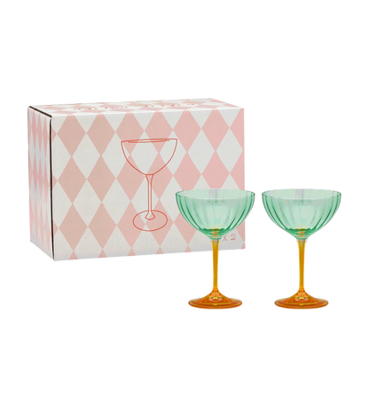 Anna + Nina - Jazzy Arancia Optic Champagne Glass Set of 2 - Ruby Conceptstore 