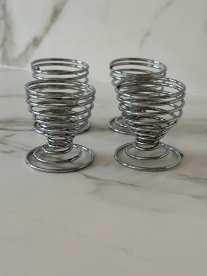 Vintage metalen eierdopjes – spiraal design – set van 4 - Ruby Conceptstore 