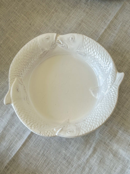 Vintage Vis Serveerschaal wit keramiek – Franse Bistro - Ruby Conceptstore 