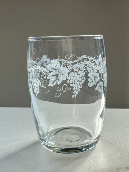 Set van 6 vintage waterglazen met druivenprint – Franse bistro stijl - Ruby Conceptstore 