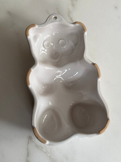 Vintage Keramieken Beer Puddingvorm – Wit Aardewerk - Ruby Conceptstore 