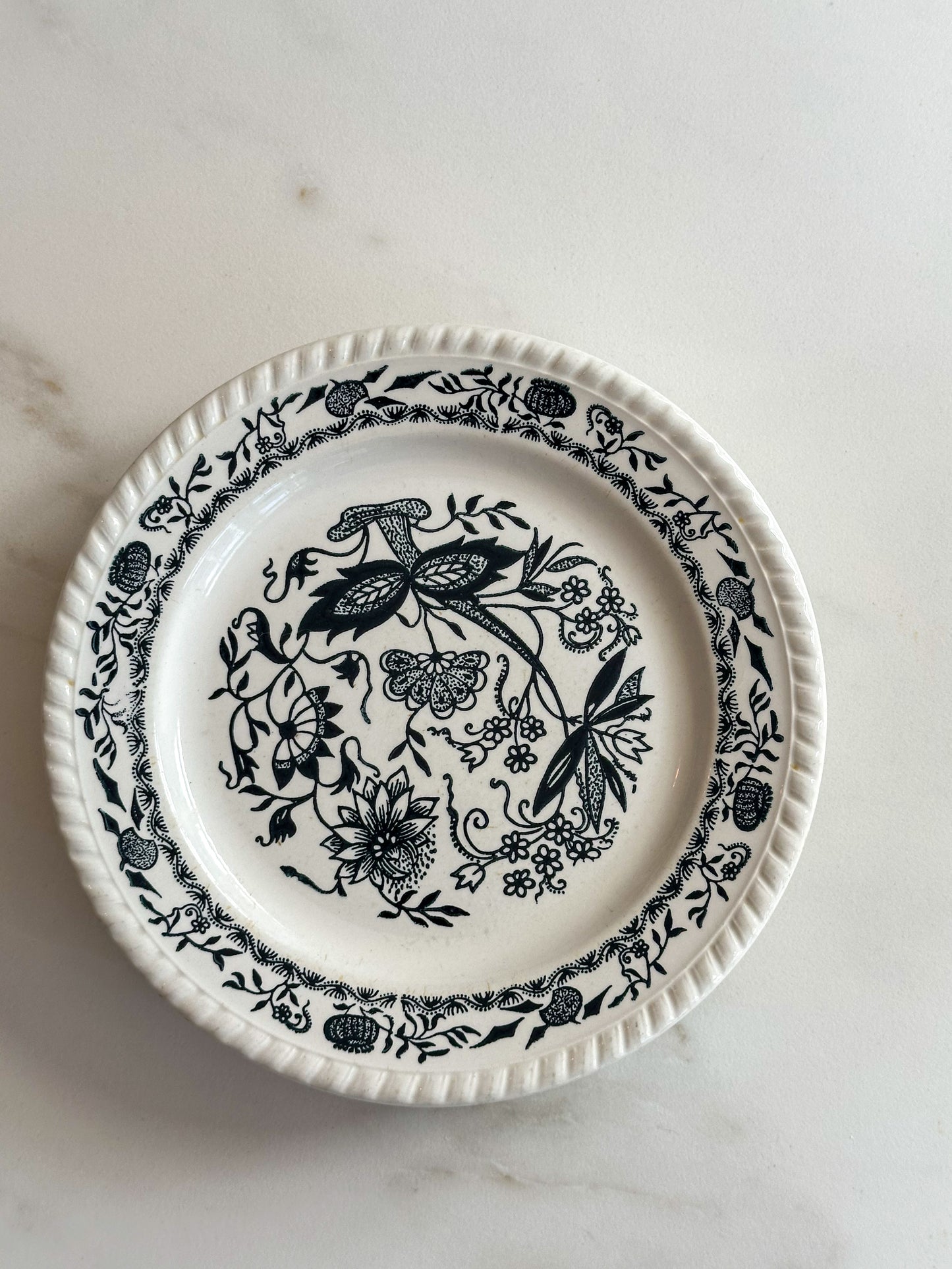Vintage Sarreguemines stijl bordjes set van 4 – zwart wit Frans servies - Ruby Conceptstore 