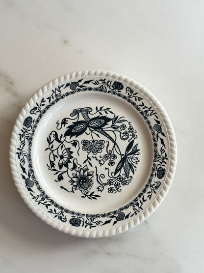 Vintage Sarreguemines stijl bordjes set van 4 – zwart wit Frans servies - Ruby Conceptstore 