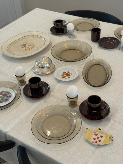 Vintage ovale schaal van rook glas uit Frankrijk - Ruby Conceptstore 