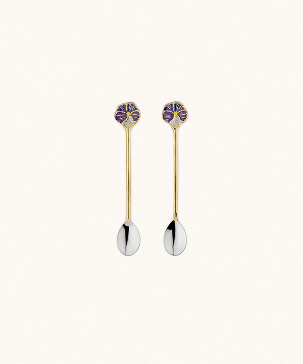 Valery Violet Teaspoon Set – gouden theelepels met bloemdetail van Doing Goods - Ruby Conceptstore 