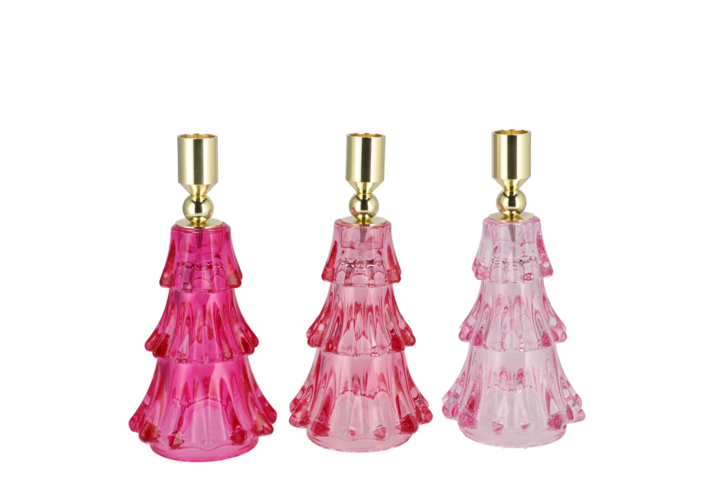 Kandelaar kerstboom roze 16 cm