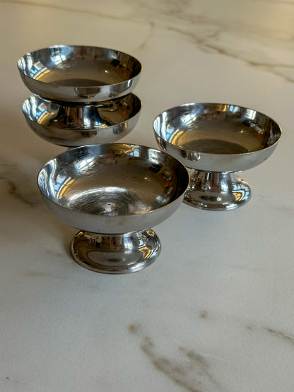 Vintage RVS Coupe Schaaltjes – Set van 4