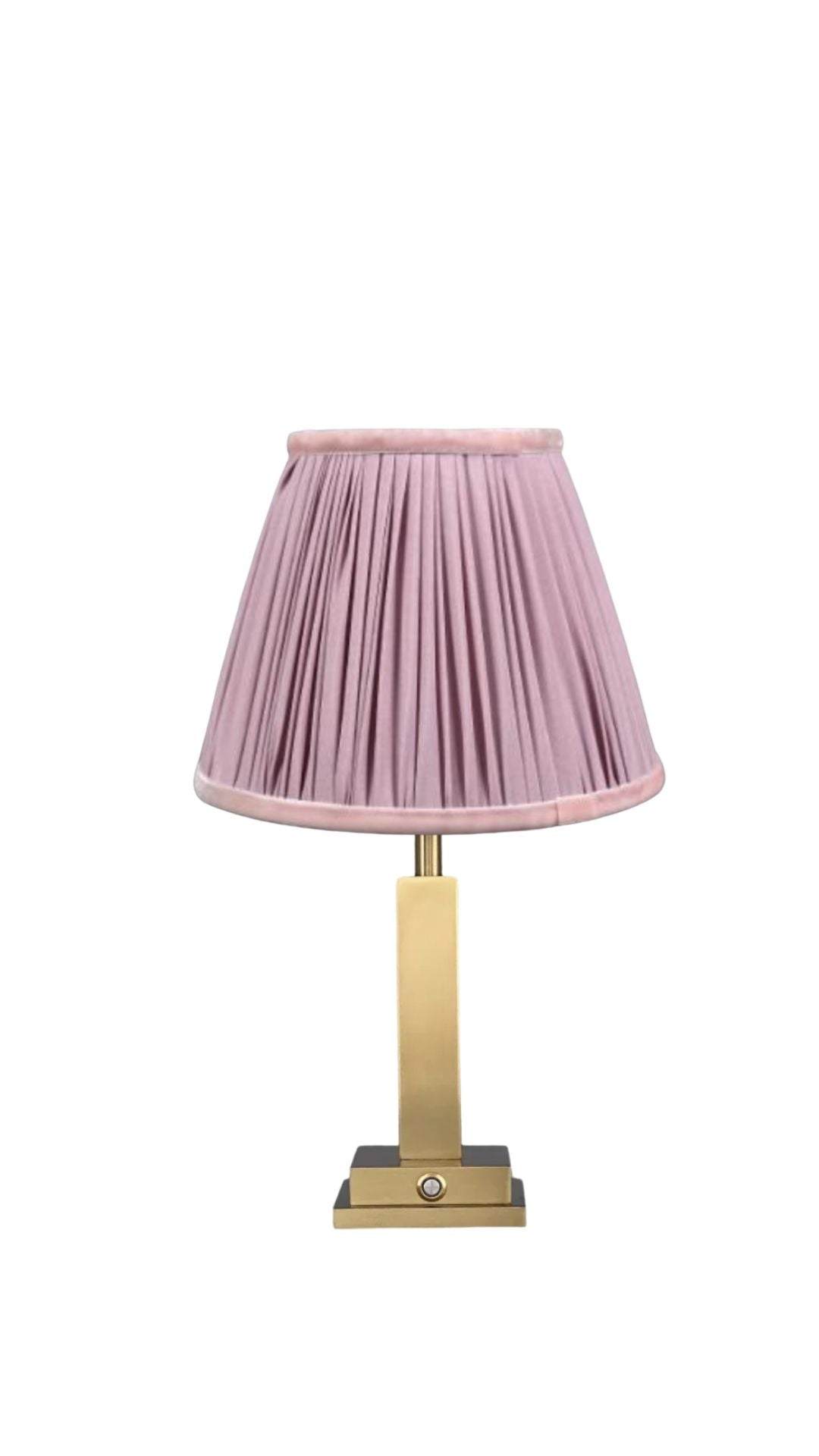 Passy – Luxe draadloze tafellamp met lichtroze kap en brede voet