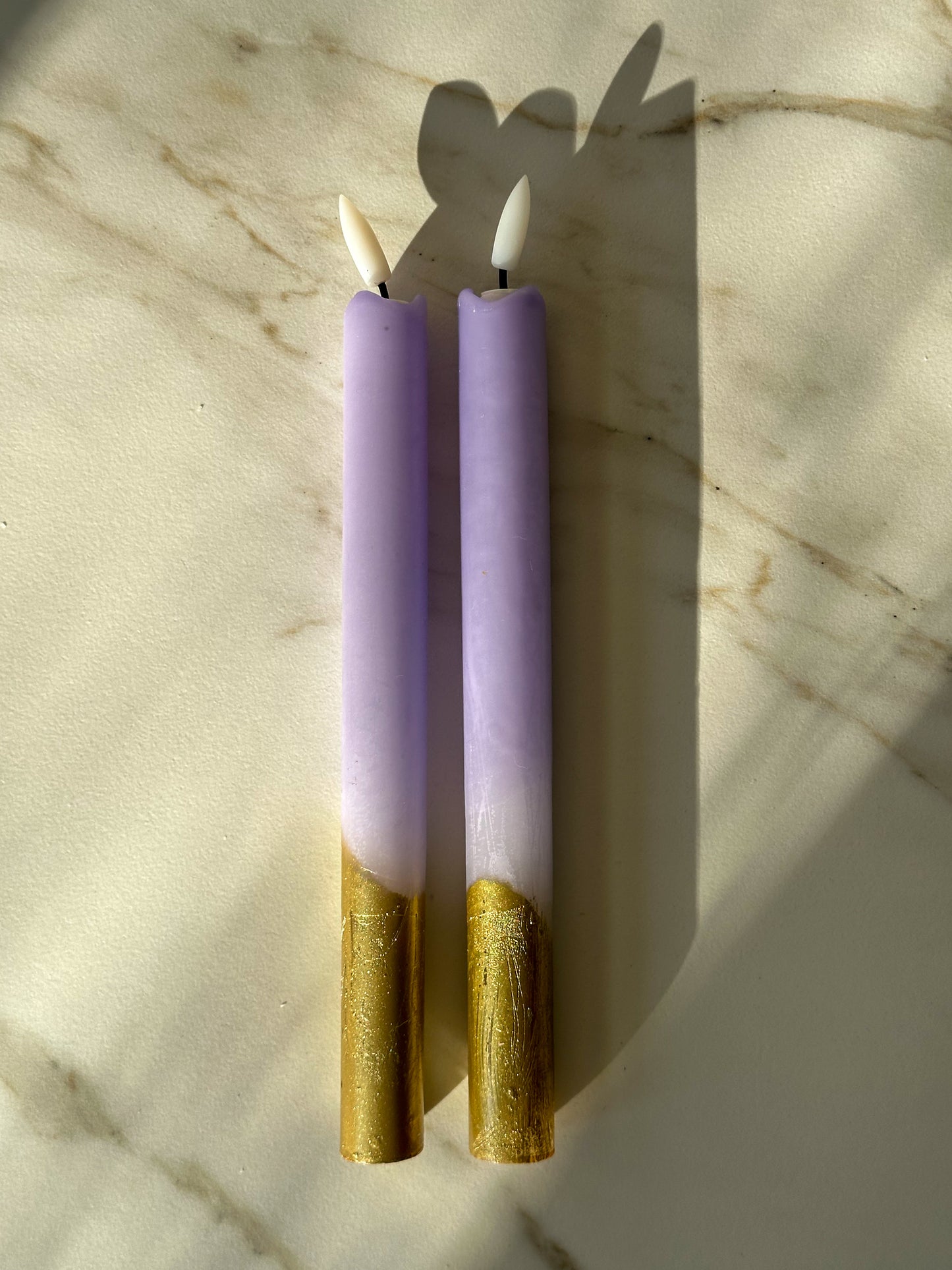 LED kaars dip dye lila goud (2 stuks) - RUBY Conceptstore 