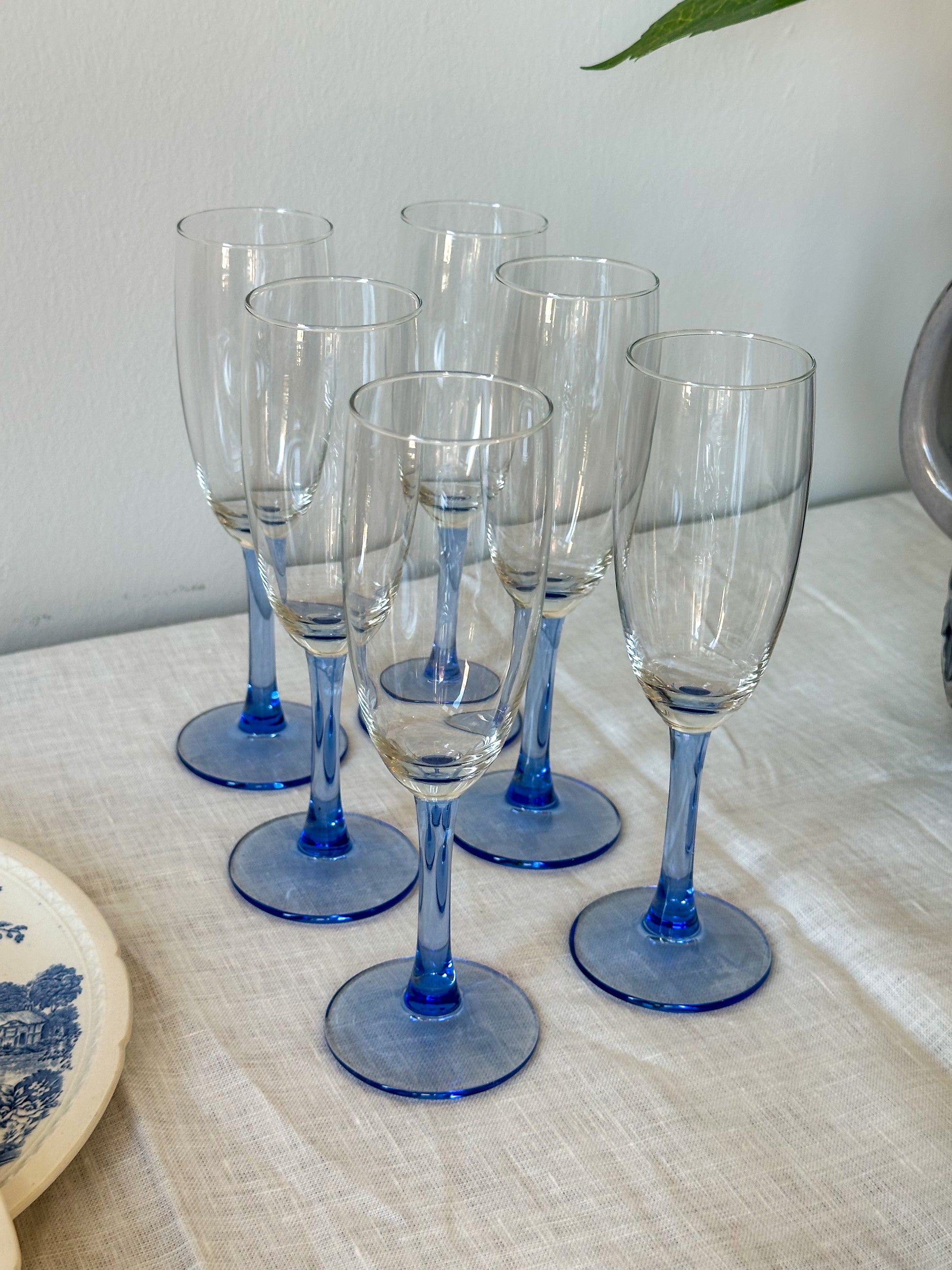 Vintage champagne glazen blauw (set van 6) - Ruby Conceptstore 