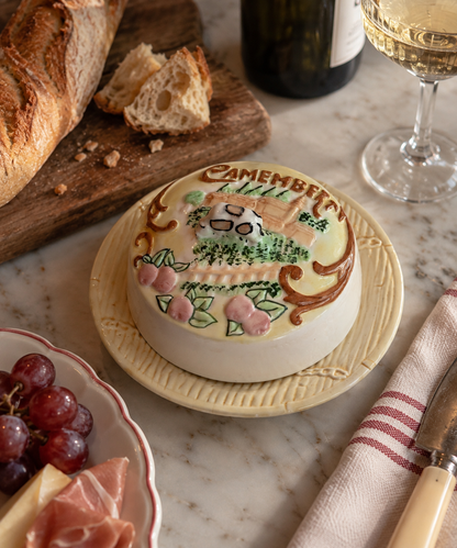 Vintage Camembert Kaasstolp met Bordje – Keramiek