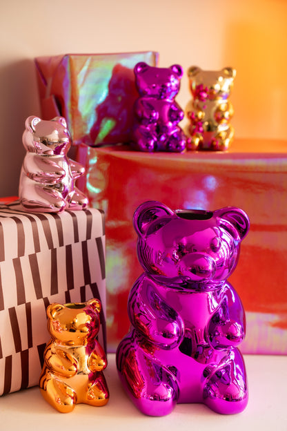 Shiny candy bear vaas: speels & trendy 10 cm - 4 kleuren