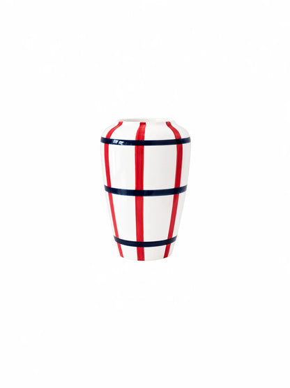 Val Pottery Vaas Funky Flower XL - Carreaux rood blauw