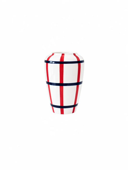 Val Pottery Vaas Funky Flower XL - Carreaux rood blauw