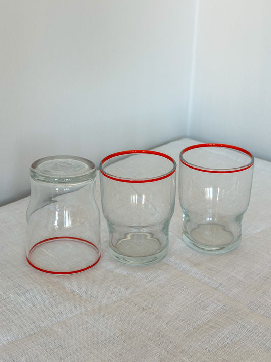 Vintage Arcoroc Glazenset met Oranje Rand – Set van 3 - Ruby Conceptstore 