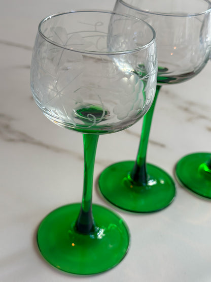 Vintage Luminarc France Wijnglazen Groen – Set van 4