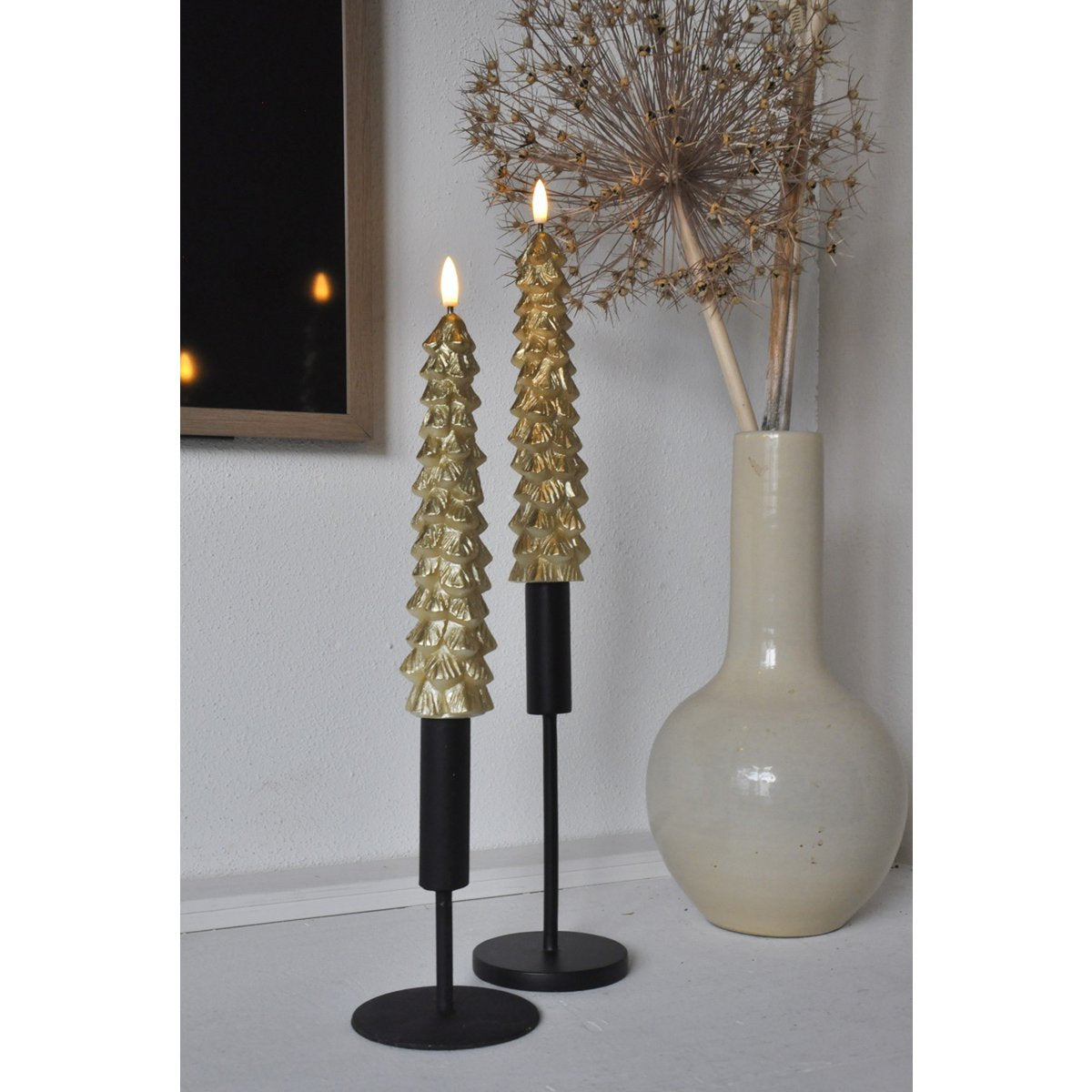 LED Kaarsen: LED X-Mas Tree gold (set van 2)