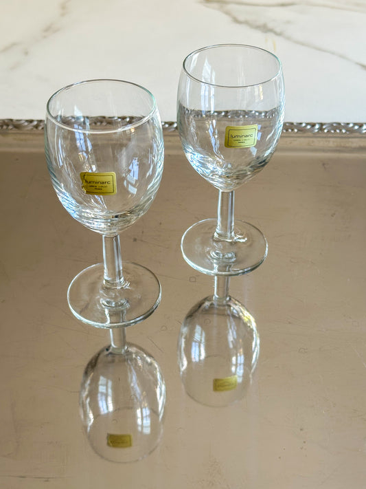 Vintage Luminarc wijnglazen set van 2 – Franse glazen met originele sticker - Ruby Conceptstore 