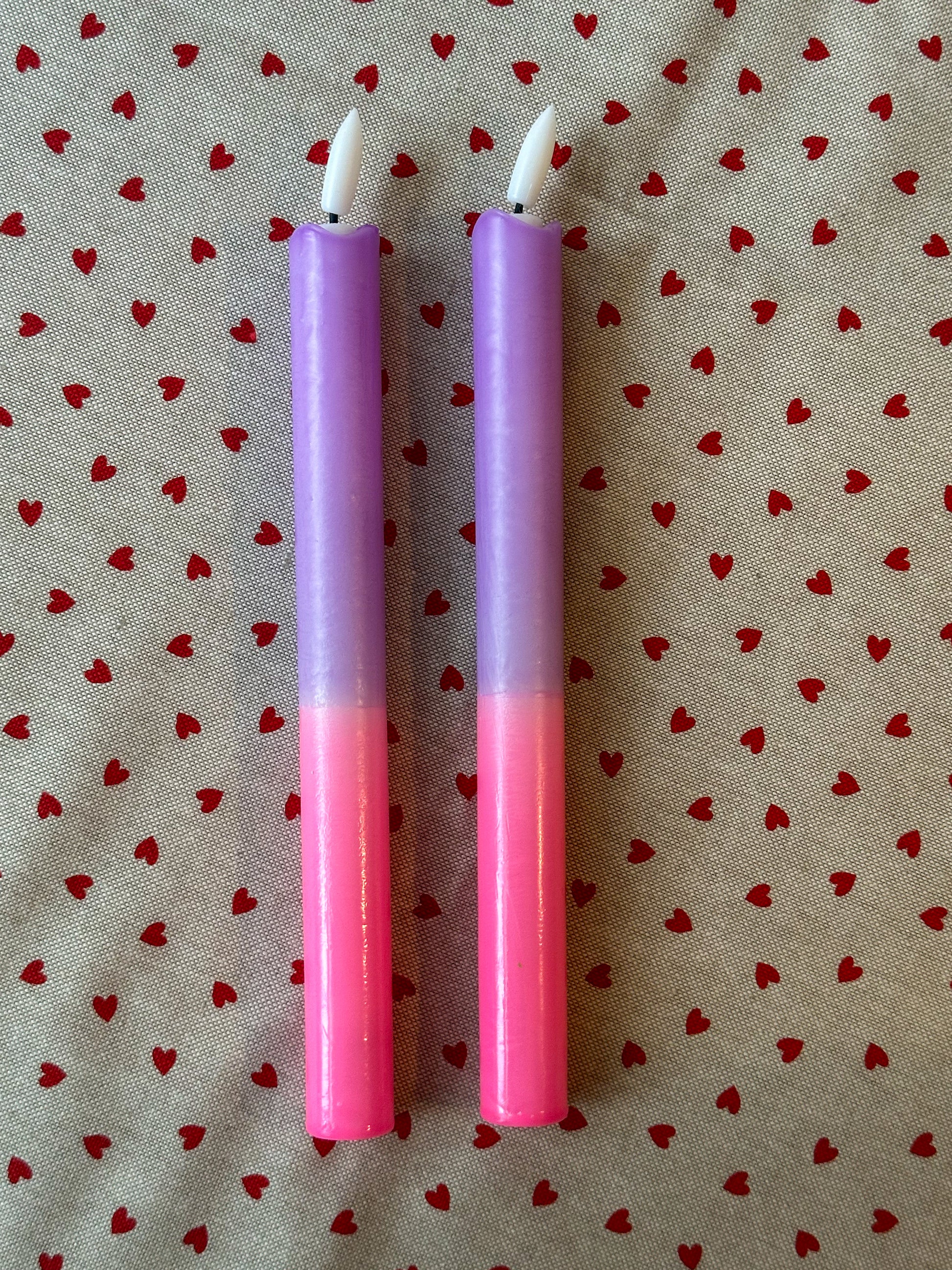 Led kaarsen dip dye paars roze (2 stuks) - RUBY Conceptstore 