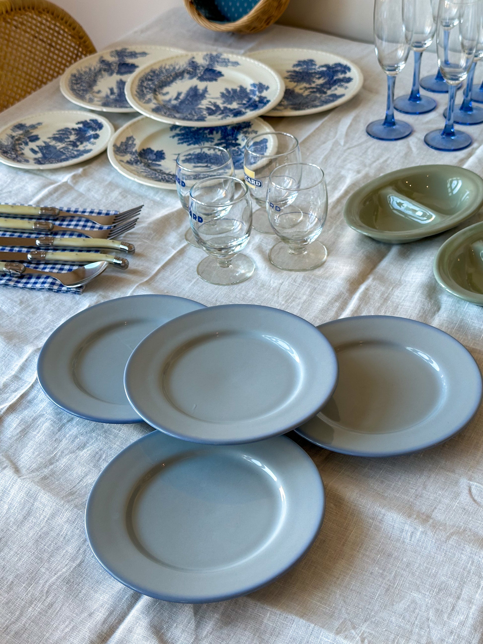Vintage Poederblauwe Bordjes – Set van 4 - Ruby Conceptstore 
