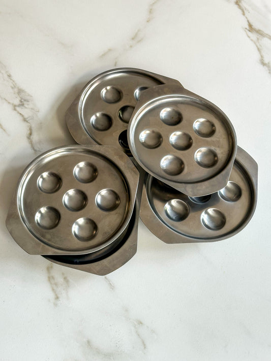 Vintage escargot schaaltje RVS – Frans tapas schaaltje met 6 vakjes - Ruby Conceptstore 